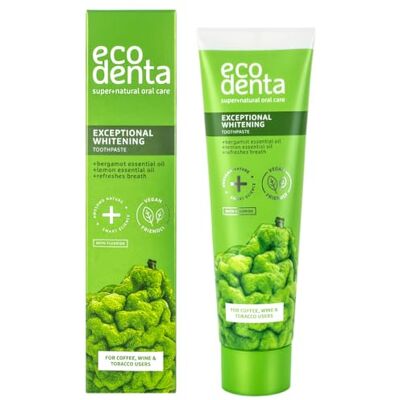 ECODENTA Pasta dentária branqueadora 100 ml I pasta dentífrica branqueadora especialmente desenhada para os amantes de café, chá, bebidas coloridas ou tabaco ECODENTA Pasta dentária branqueadora 100 ml I pasta dentífrica branqueadora especialmente desenhada para os amantes de café, chá, bebidas coloridas ou tabaco