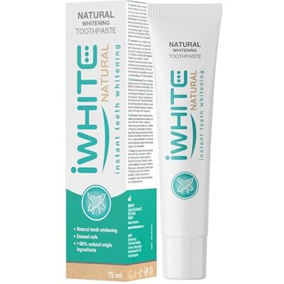iWhite Pasta de dentes natural branqueadora 75ml – Branqueamento dentário com 80% ingredientes naturais, PAP e Papaína – Sem peróxidos, seguro para o esmalte, com extrato de morango e hortelã – Vegano iWhite Pasta de dentes natural branqueadora 75ml – Branqueamento dentário com 80% ingredientes naturais, PAP e Papaína – Sem peróxidos, seguro para o esmalte, com extrato de morango e hortelã – Vegano