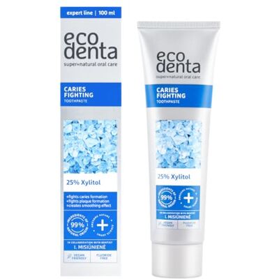 ECODENTA Pasta dentífrica ecológica sem flúor contra cáries 100 ml I com xilitol, folhas de coentro, óleos essenciais de lima ECODENTA Pasta dentífrica ecológica sem flúor contra cáries 100 ml I com xilitol, folhas de coentro, óleos essenciais de lima