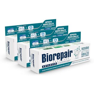 Biorepair , Pasta de dentes ativa, ataque instantâneo a bactérias, defesa contínua do verniz de unhas, pacote de 3 Biorepair , Pasta de dentes ativa, ataque instantâneo a bactérias, defesa contínua do verniz de unhas, pacote de 3