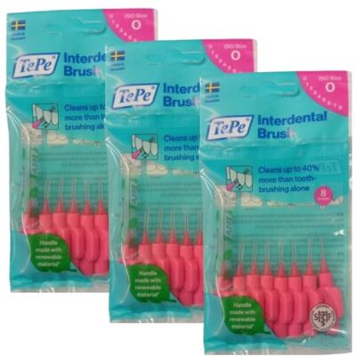 TePe Cabeças interdentais para escova de dentes (com pendente, 0,4 mm), cor-de-rosa, pack de 3 x 8 unidades TePe Cabeças interdentais para escova de dentes (com pendente, 0,4 mm), cor-de-rosa, pack de 3 x 8 unidades