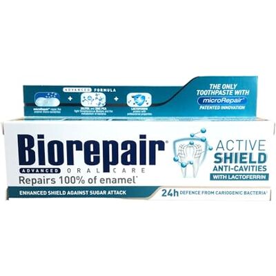 Biorepair Pasta de dentes de blindagem ativa 75 ml. Produtos para os dentes e faciais Biorepair Pasta de dentes de blindagem ativa 75 ml. Produtos para os dentes e faciais