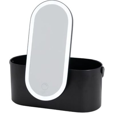 APLIKE BATHROOM LIGHTING Aplike Estojo de Maquiagem com Espelho LED Beverly, Organizador de Maquiagem + Espelho com Luz Regulável para Toucador, Controle Touch, Necessaire de Maquiagem Ideal para Viagem (Preto Fosco) APLIKE BATHROOM LIGHTING Aplike Estojo de Maquiagem com Espelho LED Beverly, Organizador de Maquiagem + Espelho com Luz Regulável para Toucador, Controle Touch, Necessaire de Maquiagem Ideal para Viagem (Preto Fosco)