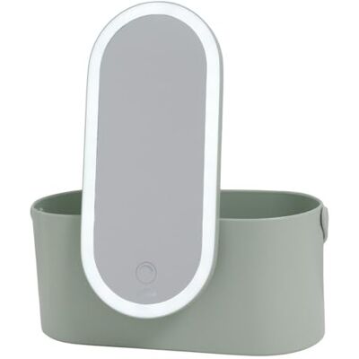 APLIKE BATHROOM LIGHTING Aplike Estojo de Maquiagem com Espelho LED Beverly, Organizador de Maquiagem + Espelho com Luz Regulável para Toucador, Controle Touch, Necessaire de Maquiagem Ideal para Viagem, Água-Marinha APLIKE BATHROOM LIGHTING Aplike Estojo de Maquiagem com Espelho LED Beverly, Organizador de Maquiagem + Espelho com Luz Regulável para Toucador, Controle Touch, Necessaire de Maquiagem Ideal para Viagem, Água-Marinha