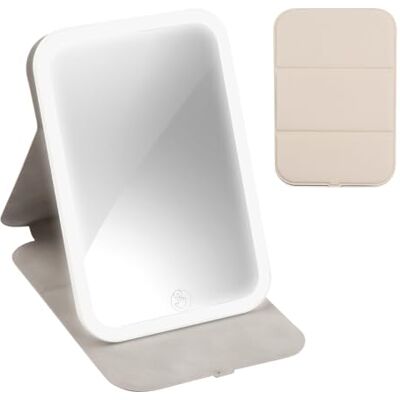 Focenat Espelho maquilhagem com luz LED espelho toucador tátil ultra alta definição recarregável espelho com luzes para maquilhagem cosméticos portátil espelho de maquilhagem de viagem com iluminação Focenat Espelho maquilhagem com luz LED espelho toucador tátil ultra alta definição recarregável espelho com luzes para maquilhagem cosméticos portátil espelho de maquilhagem de viagem com iluminação