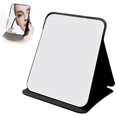 Bangbobi Espelho de maquilhagem dobrável pequeno de mesa portátil em PU para viajar espelho de bolso HD multiângulo para escritório e casa Bangbobi Espelho de maquilhagem dobrável pequeno de mesa portátil em PU para viajar espelho de bolso HD multiângulo para escritório e casa