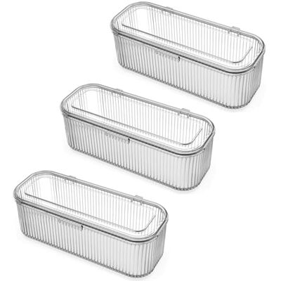 JessLab Organizador de pincéis de maquilhagem, porta-lápis para esponjas, estojo de armazenamento cosmético com tampa, caixa para toucador (3 pacotes) JessLab Organizador de pincéis de maquilhagem, porta-lápis para esponjas, estojo de armazenamento cosmético com tampa, caixa para toucador (3 pacotes)