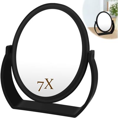 Sprifityy Espejo de tocador de Mesa de rotación de 360°,Aumento 1X / 7X Espelho cosmético de alta definição, espelho de maquilhagem de aumento dupla face Sprifityy Espejo de tocador de Mesa de rotación de 360°,Aumento 1X / 7X Espelho cosmético de alta definição, espelho de maquilhagem de aumento dupla face