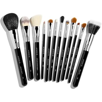 Sigma Conjunto de pincéis de maquilhagem de 12 conjunto de maquilhagem essencial, para base, poeira, corretor e contorno pincéis de maquilhagem facial, para sombra de olhos, rubor e Sigma Conjunto de pincéis de maquilhagem de 12 conjunto de maquilhagem essencial, para base, poeira, corretor e contorno pincéis de maquilhagem facial, para sombra de olhos, rubor e
