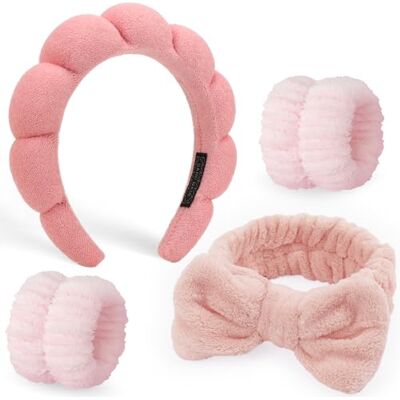 DRESHOW Diadema Spa para Lavar o Rosto Conjunto de Pulseiras Esponja de Toalha de Rizo Suave Diadema Antideslizante para Maquiagem e Cuidado da Pele para Mulheres e Meninas 4 Peças DRESHOW Diadema Spa para Lavar o Rosto Conjunto de Pulseiras Esponja de Toalha de Rizo Suave Diadema Antideslizante para Maquiagem e Cuidado da Pele para Mulheres e Meninas 4 Peças