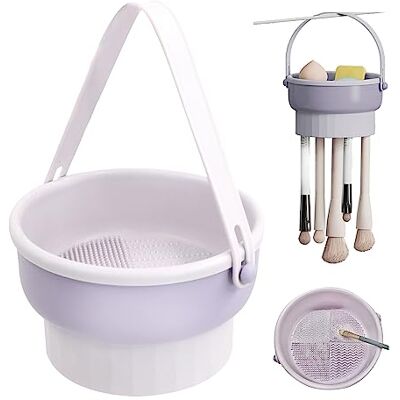 xiruiubao Cosmético escova almofadas limpeza silicone 3 em 1 recipiente para limpador de pincéis de maquilhagem, porta-escovas desmontável para ferramenta de secagem e limpeza xiruiubao Cosmético escova almofadas limpeza silicone 3 em 1 recipiente para limpador de pincéis de maquilhagem, porta-escovas desmontável para ferramenta de secagem e limpeza