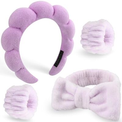 DRESHOW Diadema Spa para Lavar o Rosto Conjunto de Pulseiras Esponja de Toalha de Rizo Suave Diadema Antideslizante para Maquiagem e Cuidado da Pele para Mulheres e Meninas 4 Peças DRESHOW Diadema Spa para Lavar o Rosto Conjunto de Pulseiras Esponja de Toalha de Rizo Suave Diadema Antideslizante para Maquiagem e Cuidado da Pele para Mulheres e Meninas 4 Peças