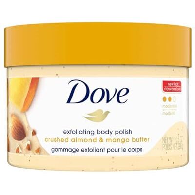 Dove Esfoliação corporal Body Polish para pele seca com amêndoas moídas e manteiga de manga, esfolia suavemente e hidrata para revelar uma pele instantaneamente macia, lisa e saudável, aroma Dove Esfoliação corporal Body Polish para pele seca com amêndoas moídas e manteiga de manga, esfolia suavemente e hidrata para revelar uma pele instantaneamente macia, lisa e saudável, aroma