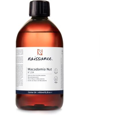 Naissance Óleo de noz de macadâmia (Não. ) 450 ml natural, refinado para pele seca, como hidratante leve, cabelo, rosto, corpo, misturas de massagem Naissance Óleo de noz de macadâmia (Não. ) 450 ml natural, refinado para pele seca, como hidratante leve, cabelo, rosto, corpo, misturas de massagem