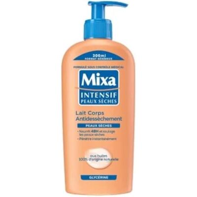 Mixa Intensive leite corpo anti-secagem pele seca 48h 300 ml Coentro de óleo de karité, glicerina vegetal, hidratação 48h, garrafa 100% plástico reciclado Mixa Intensive leite corpo anti-secagem pele seca 48h 300 ml Coentro de óleo de karité, glicerina vegetal, hidratação 48h, garrafa 100% plástico reciclado