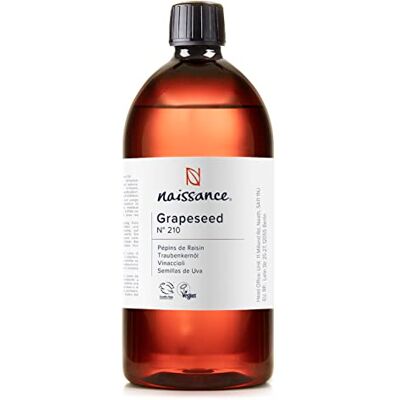 Naissance Óleo Vegetal de Sementes de Uva (N.º ) 900ml Natural, vegano e não OGM Hidratante natural para o cabelo e a pele Naissance Óleo Vegetal de Sementes de Uva (N.º ) 900ml Natural, vegano e não OGM Hidratante natural para o cabelo e a pele