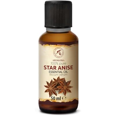 Trust Óleo essencial de annis 50 ml Illicium Verum puro e natural cuidados com a pele calmante relaxamento aromaterapia Trust Óleo essencial de annis 50 ml Illicium Verum puro e natural cuidados com a pele calmante relaxamento aromaterapia
