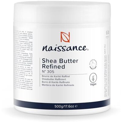 Naissance Manteiga de Karité refinada (Não. ) 500 g Natural, puro, vegan hidratante e nutritivo para o corpo, rosto, pele, cabelo, unhas, cabelo Naissance Manteiga de Karité refinada (Não. ) 500 g Natural, puro, vegan hidratante e nutritivo para o corpo, rosto, pele, cabelo, unhas, cabelo