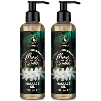 Trust Óleo de massagem Set Monoi de Tahiti 2 x 200 ml cuidado corporal com óleo de coco extrato de flor de jardénia, óleo de monoi de tahiti cuidados com a pele aroma exótico Trust Óleo de massagem Set Monoi de Tahiti 2 x 200 ml cuidado corporal com óleo de coco extrato de flor de jardénia, óleo de monoi de tahiti cuidados com a pele aroma exótico
