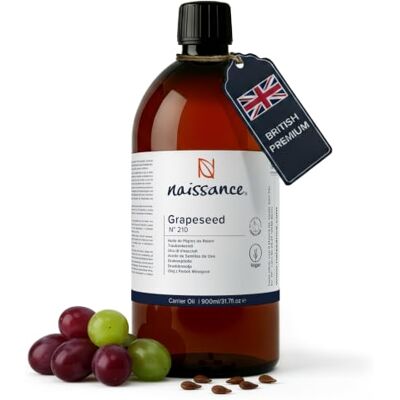 Naissance Óleo Vegetal de Sementes de Uva (N.º ) 900ml Natural, vegano e não OGM Hidratante natural para o cabelo e a pele Naissance Óleo Vegetal de Sementes de Uva (N.º ) 900ml Natural, vegano e não OGM Hidratante natural para o cabelo e a pele