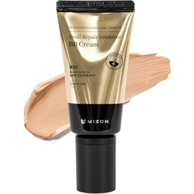 MIZON BB Cream SPF 50+ com extrato de baba de caracol (#25) alta cobertura, hidratação, regeneração da pele, cosmético coreano (Snail Repair Intensive BB Cream) MIZON BB Cream SPF 50+ com extrato de baba de caracol (#25) alta cobertura, hidratação, regeneração da pele, cosmético coreano (Snail Repair Intensive BB Cream)