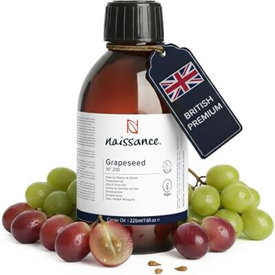 Naissance Óleo vegetal de sementes de uva (número ) 225 ml natural, vegano e não OGM hidratante natural para o cabelo e a pele. Naissance Óleo vegetal de sementes de uva (número ) 225 ml natural, vegano e não OGM hidratante natural para o cabelo e a pele.