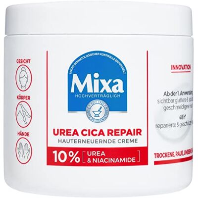 Mixa Urea creme rejuvenescedor da pele com ureia e niacinamida para pele seca, áspera e irregular, repara e alisa, hidratante para o corpo, mãos e rosto, Urea Cica Repair+, 400 ml Mixa Urea creme rejuvenescedor da pele com ureia e niacinamida para pele seca, áspera e irregular, repara e alisa, hidratante para o corpo, mãos e rosto, Urea Cica Repair+, 400 ml