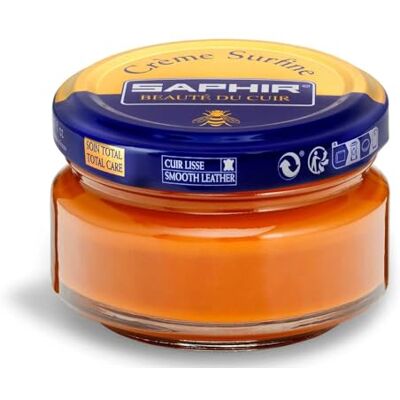 SAPHIR Crème Surfine 50 ml, Pommadier Creme para nutrir e suavizar os couro liso (castanho claro 03) SAPHIR Crème Surfine 50 ml, Pommadier Creme para nutrir e suavizar os couro liso (castanho claro 03)