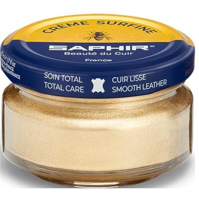SAPHIR Crème Surfine 50 ml, Pommadier creme para nutrir e suavizar os couro liso (ouro pálido 50) SAPHIR Crème Surfine 50 ml, Pommadier creme para nutrir e suavizar os couro liso (ouro pálido 50)