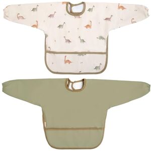 MIMUSELINA Conjunto de 2 babetes bebé impermeáveis com mangas, babete com mangas impermeável com fecho ajustável, punhos elásticos e bolso dianteiro fabricado em Espanha (Dino) MIMUSELINA Conjunto de 2 babetes bebé impermeáveis com mangas, babete com mangas impermeável com fecho ajustável, punhos elásticos e bolso dianteiro fabricado em Espanha (Dino)