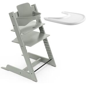Stokke Cadeira alta Tripp Trapp (verde glaciar) com bandeja (branco), inclui cadeira, conjunto de bebé para crianças dos 6 aos 36 meses ajustável e fácil de limpar Stokke Cadeira alta Tripp Trapp (verde glaciar) com bandeja (branco), inclui cadeira, conjunto de bebé para crianças dos 6 aos 36 meses ajustável e fácil de limpar