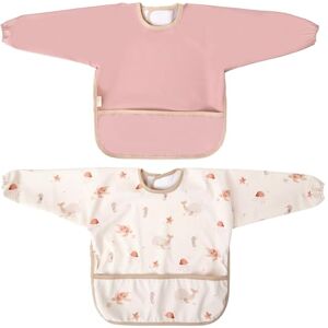 MIMUSELINA Pack 2 Babetes Bebé Impermeáveis com Mangas Longas Punhos Elásticos e Fecho Ajustável Reutilizáveis, Macios e Impermeáveis Babetes de Creche Resistentes Feito em Espanha, rosa MIMUSELINA Pack 2 Babetes Bebé Impermeáveis com Mangas Longas Punhos Elásticos e Fecho Ajustável Reutilizáveis, Macios e Impermeáveis Babetes de Creche Resistentes Feito em Espanha, rosa