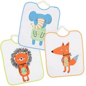 Ti TIN Conjunto de 3 babetes impermeáveis estampados com decote elástico extra suaves e absorventes babetes de microfibra com forro impermeável adequado para secador para bebés + 12 meses e creche Ti TIN Conjunto de 3 babetes impermeáveis estampados com decote elástico extra suaves e absorventes babetes de microfibra com forro impermeável adequado para secador para bebés + 12 meses e creche