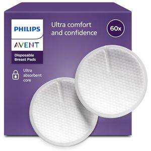 AVENT Philips Discos de amamentação descartáveis, pack de 60 discos de amamentação para usar de dia ou de noite, Branco AVENT Philips Discos de amamentação descartáveis, pack de 60 discos de amamentação para usar de dia ou de noite, Branco