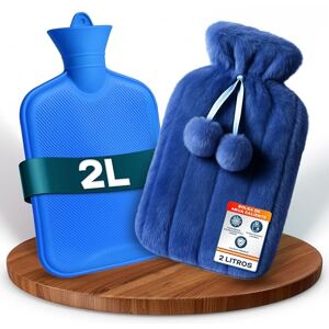 volila Garrafa de água quente 2 l, garrafa de água quente azul com pompons para alívio da dor, aquece mãos e pés, luxuosa, macia e lavável para compressas quentes e frias volila Garrafa de água quente 2 l, garrafa de água quente azul com pompons para alívio da dor, aquece mãos e pés, luxuosa, macia e lavável para compressas quentes e frias