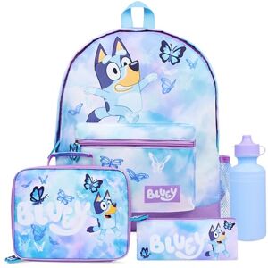 Bluey Conjunto de Mochilas Escolares de Guarderia 4 Peças com Garrafa de Água, Estojo Escolar, Bolsa de Esporte ou Bolsa de Lancheira, Azul/roxo Bluey Conjunto de Mochilas Escolares de Guarderia 4 Peças com Garrafa de Água, Estojo Escolar, Bolsa de Esporte ou Bolsa de Lancheira, Azul/roxo