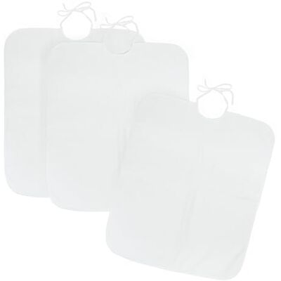 Ti TIN Conjunto de 3 babete adulto com fitas, encaracolado, branco, absorvente e respirável, 50 x 60 cm, lavável e duradouro Ti TIN Conjunto de 3 babete adulto com fitas, encaracolado, branco, absorvente e respirável, 50 x 60 cm, lavável e duradouro