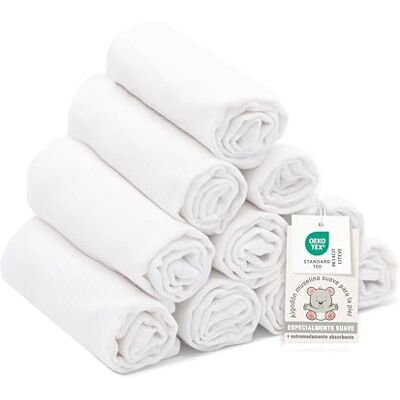 ZOLLNER Conjunto de 10 panos de banho para bebés, de 35 x 50 cm, de algodão, macios para a pele, especialmente macios e agradáveis ao toque, laváveis até 95 °C, na cor branca ZOLLNER Conjunto de 10 panos de banho para bebés, de 35 x 50 cm, de algodão, macios para a pele, especialmente macios e agradáveis ao toque, laváveis até 95 °C, na cor branca