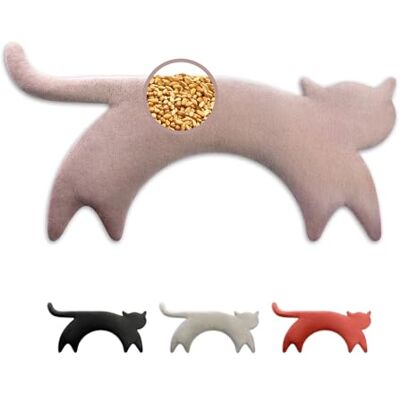 Leschi Saco térmico de sementes para micro-ondas, saco de sementes de 100 % algodão e trigo orgânicos, saco de sementes de micro-ondas ideal para pescoço, cervical e costas, 47 x 23 cm, gato minina rosa Leschi Saco térmico de sementes para micro-ondas, saco de sementes de 100 % algodão e trigo orgânicos, saco de sementes de micro-ondas ideal para pescoço, cervical e costas, 47 x 23 cm, gato minina rosa