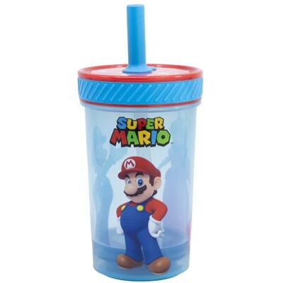 Stor Copo anti-capotamento com palhinha de silicone Super Mario Fun Emotion 370 ml, copo infantil de plástico com sistema Smartgrip que não vira, para fãs de Super Mario, ideia de presente Stor Copo anti-capotamento com palhinha de silicone Super Mario Fun Emotion 370 ml, copo infantil de plástico com sistema Smartgrip que não vira, para fãs de Super Mario, ideia de presente