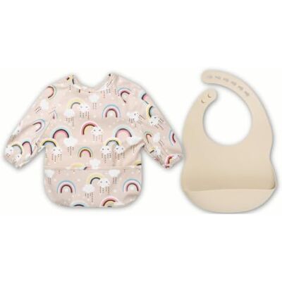 HappyDoo 2 babetes bebé impermeáveis sem BPA tamanho 6-24 meses Babete de manga comprida com bolso babete de silicone ajustável 6 posições, recolhe migalhas HappyDoo 2 babetes bebé impermeáveis sem BPA tamanho 6-24 meses Babete de manga comprida com bolso babete de silicone ajustável 6 posições, recolhe migalhas