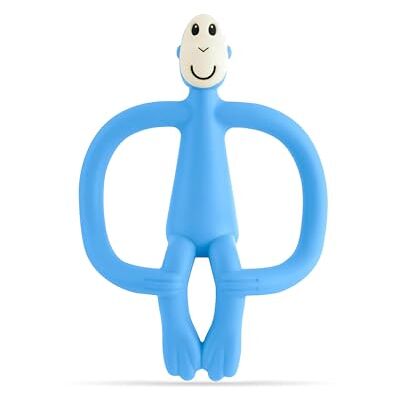 MATCHSTICK MONKEY , Original Teether & Gel Applicator, antimicrobial silicone Teething Toys for Baby, fácil de agarrar, BPA Free, 3 meses antigos, 10,5 cm, macacão azul claro MATCHSTICK MONKEY , Original Teether & Gel Applicator, antimicrobial silicone Teething Toys for Baby, fácil de agarrar, BPA Free, 3 meses antigos, 10,5 cm, macacão azul claro