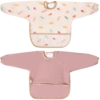 MIMUSELINA Babadores impermeáveis reutilizáveis para bebé babete bebé recém-fácil de calçar babete com certificação OEKO-TEX e sem BPA, fabricado em Espanha, conjunto de 2 babetes com mangas Sorbet MIMUSELINA Babadores impermeáveis reutilizáveis para bebé babete bebé recém-fácil de calçar babete com certificação OEKO-TEX e sem BPA, fabricado em Espanha, conjunto de 2 babetes com mangas Sorbet