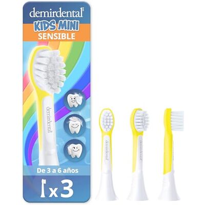 demirdental 3 cabeças infantis para Philips Sonicare Kids Mini 3-6 anos: mini recargas correspondentes a HX6034, extra macias, testadas sem substâncias nocivas, amarelo demirdental 3 cabeças infantis para Philips Sonicare Kids Mini 3-6 anos: mini recargas correspondentes a HX6034, extra macias, testadas sem substâncias nocivas, amarelo