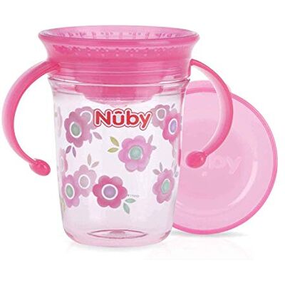 Nuby Nùby Caneca mágica de tritan com asas 360, 240 ml, cor-de-rosa Nuby Nùby Caneca mágica de tritan com asas 360, 240 ml, cor-de-rosa