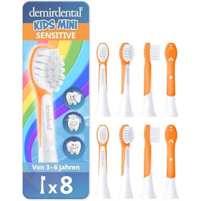 demirdental 8 cabeças infantis para Philips Sonicare Kids Mini 3-6 anos: mini recargas correspondentes a HX6034, extra macias, testadas sem substâncias nocivas, laranja demirdental 8 cabeças infantis para Philips Sonicare Kids Mini 3-6 anos: mini recargas correspondentes a HX6034, extra macias, testadas sem substâncias nocivas, laranja