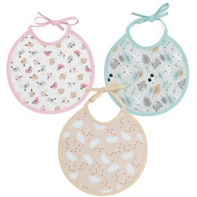 Ti TIN Babadores para recém-nascidos, conjunto de 3 babetes impermeáveis de malha 100% algodão estampado unissexo fecho com fita Ti TIN Babadores para recém-nascidos, conjunto de 3 babetes impermeáveis de malha 100% algodão estampado unissexo fecho com fita