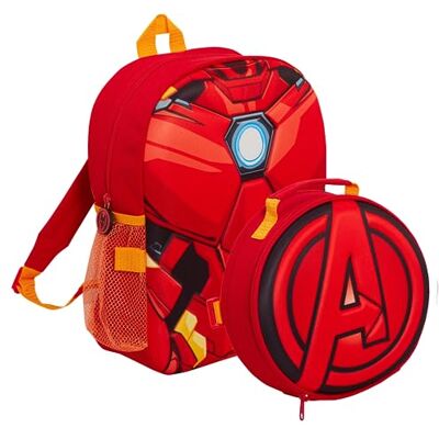 Marvel - Iron Man Mochila - Bolsa de almoço dos Vingadores - Mochila Marvel - Iron Man Mochila - Bolsa de almoço dos Vingadores - Mochila