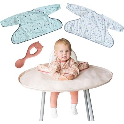 Tidy Tot Combo Babador Desmame e Kit de Bandeja Bandeja com 3 babadores/capa com mangas! O babador de Baby Led Weaning Essencial! Perfeito para brincar sem manchas e para o desmame Tidy Tot Combo Babador Desmame e Kit de Bandeja Bandeja com 3 babadores/capa com mangas! O babador de Baby Led Weaning Essencial! Perfeito para brincar sem manchas e para o desmame