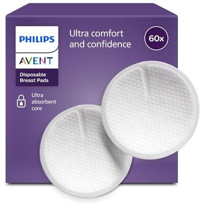 AVENT Philips Discos de amamentação descartáveis, pack de 60 discos de amamentação para usar de dia ou de noite, Branco AVENT Philips Discos de amamentação descartáveis, pack de 60 discos de amamentação para usar de dia ou de noite, Branco
